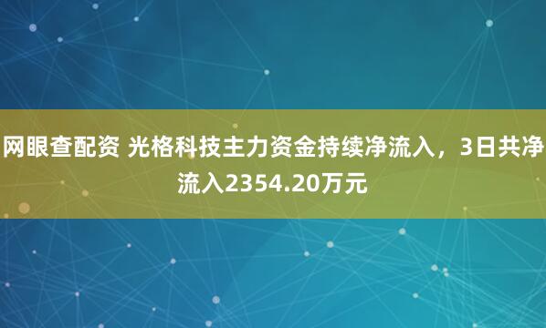 网眼查配资 光格科技主力资金持续净流入，3日共净流入2354.20万元