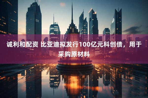 诚利和配资 比亚迪拟发行100亿元科创债,用于采购原材料